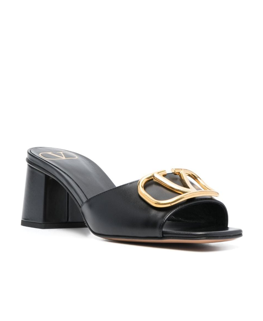 Valentino Black Vlogo Signature Slide Heeled Sandals In Multi