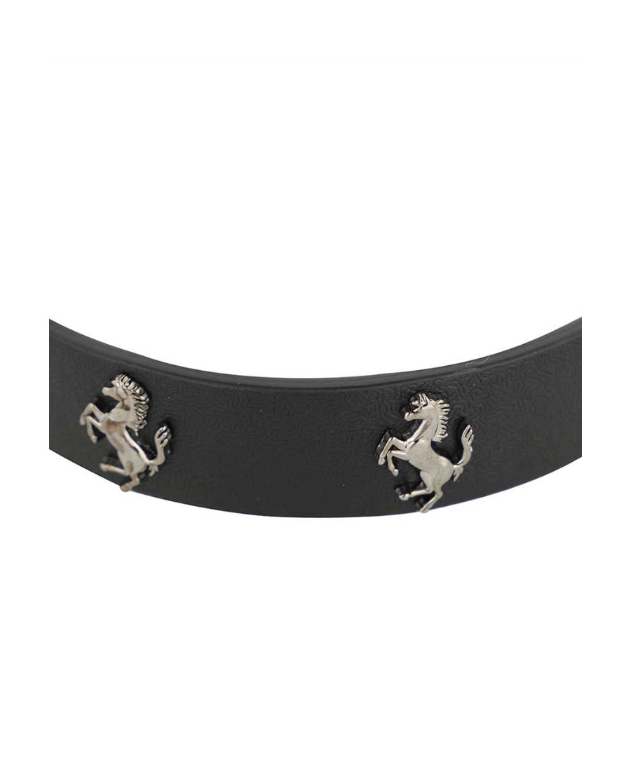 Ferrari Leather Logo-stud Bracelet In Black
