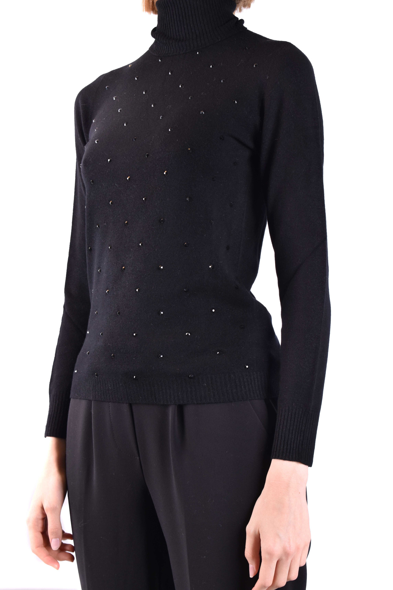 Ermanno Ermanno High-neck Long-sleeved Sweater In Black