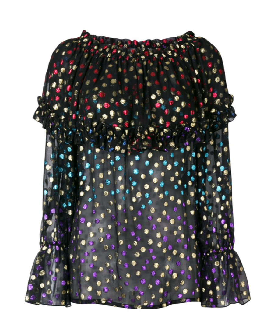 Saint Laurent Gypsy Blouse With Smocked Shoulders In Black