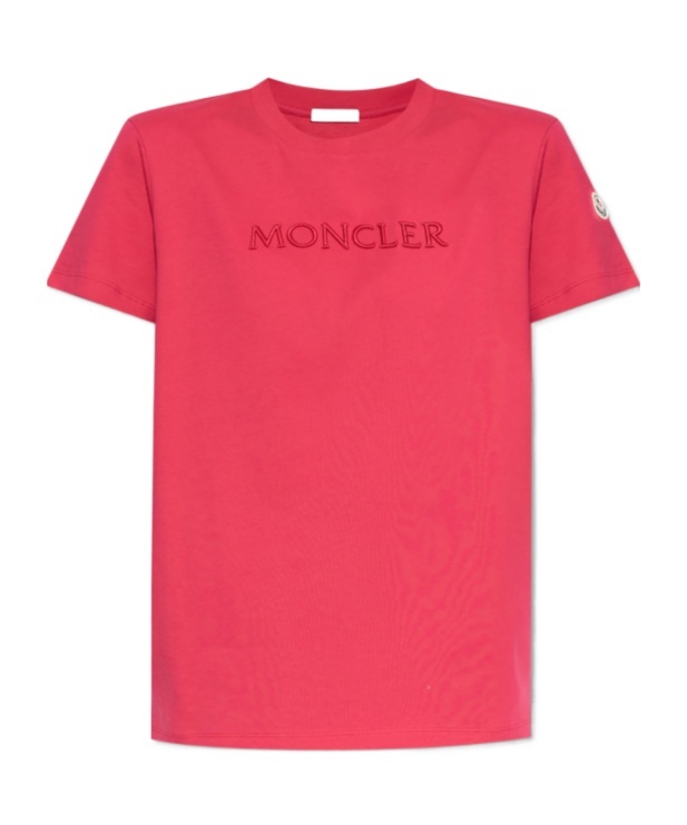 Moncler Crew Neck Short Sleeves Cotton T-shirt In Red