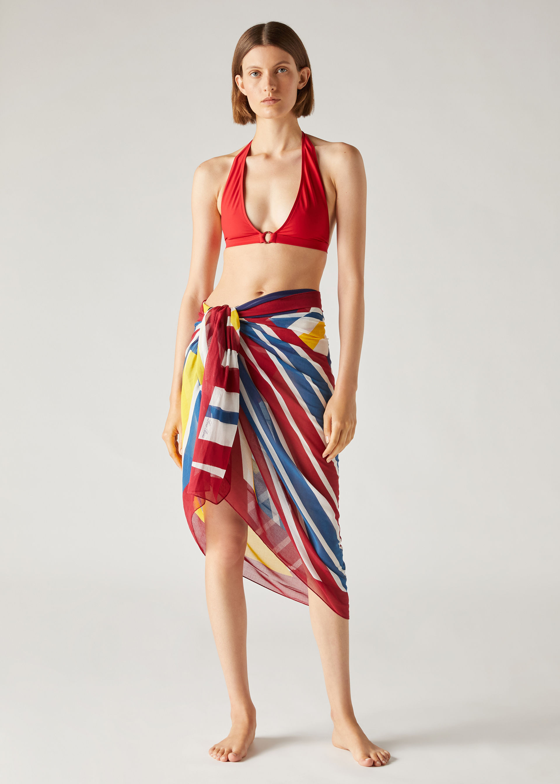 Loro Piana Triangular Bikini In Red