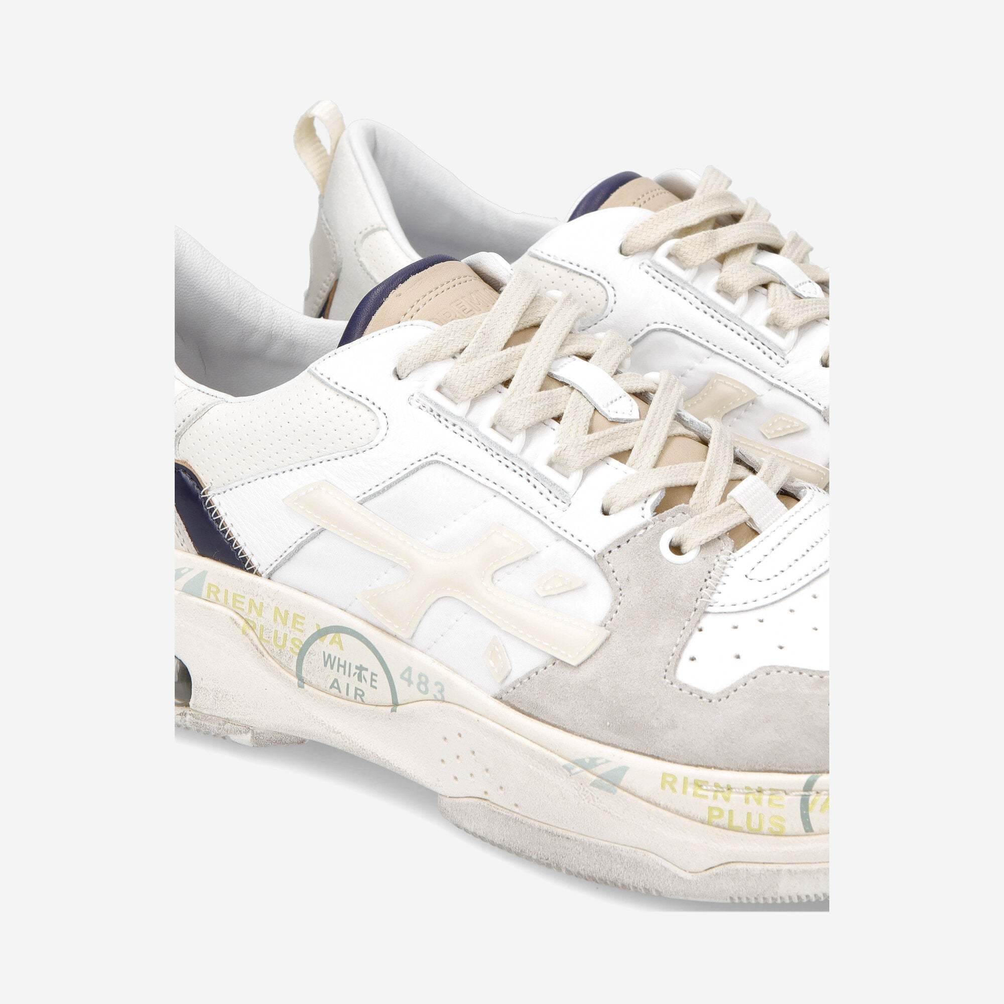 Premiata Round Head Low-cut Casual Shoes In White