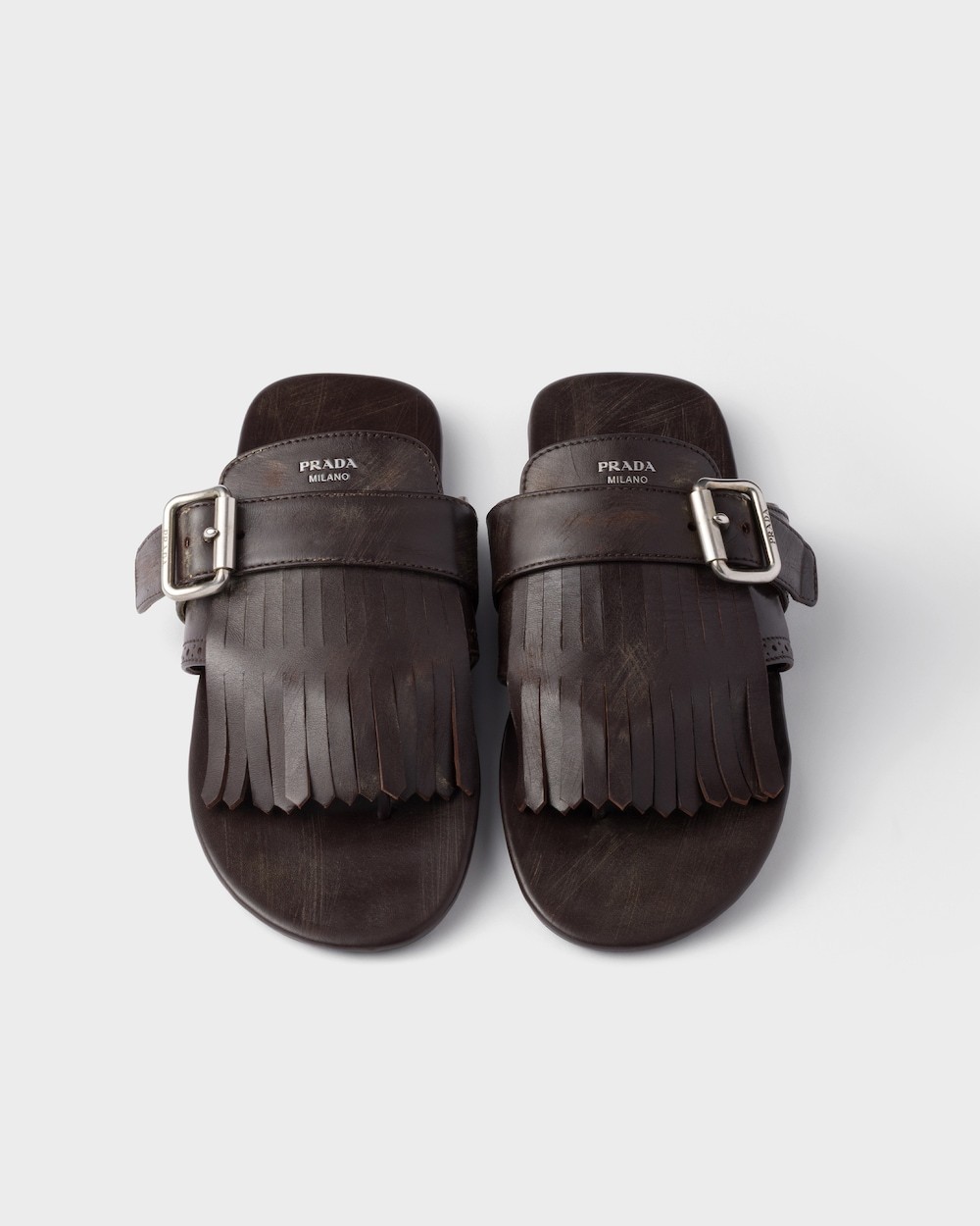 Prada Slippers Infradito Shuffle In Pelle Nera Donna