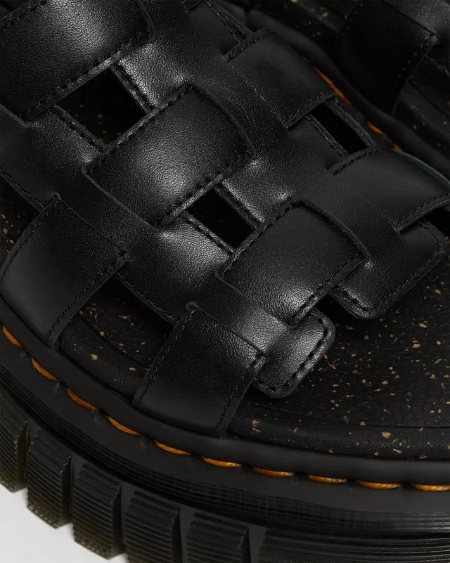 Dr. Martens' Ricki Nappa Lux Leather Platform Gladiator Sandals In Black