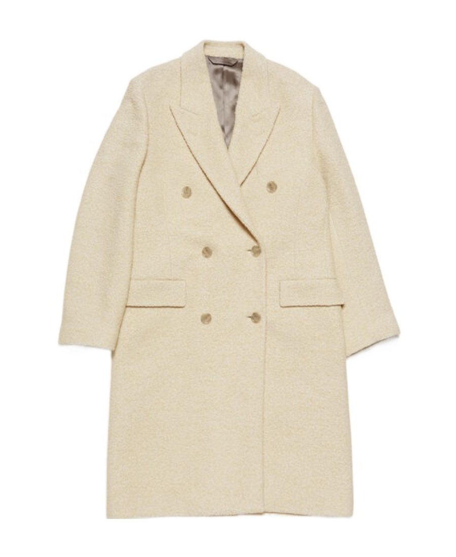 Acne Studios Textured Wool-blend Double-breasted Coat In Nude