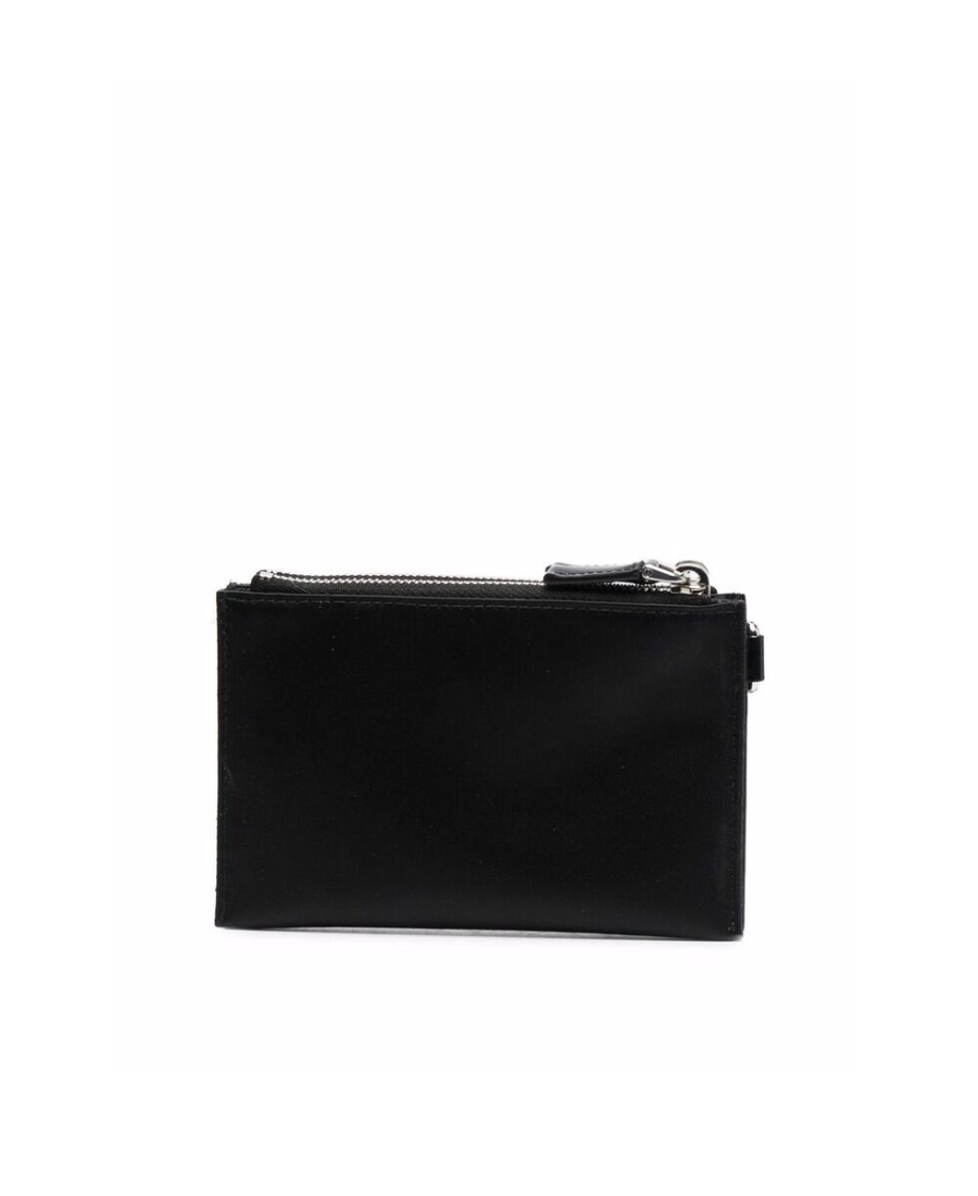 Prada Logo Plaque Zip-up Wallet In Black