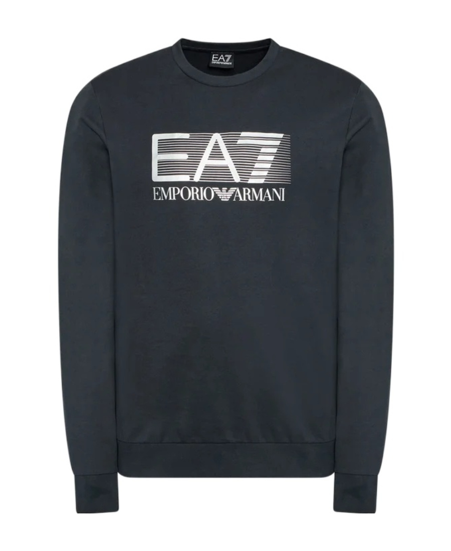 Ea7 Round-necked Logo Sweater In Black