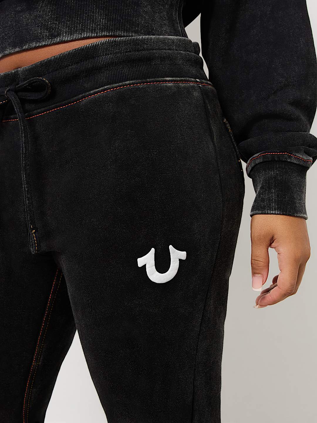 True Religion Vintage Wash Spade Pocket Low Rise Sweat Pant In Black