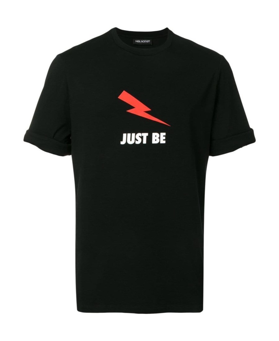 Neil Barrett Printed T-shirt With Round Neck In Black