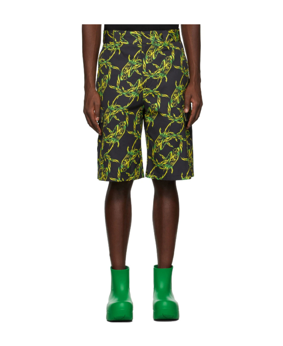 Msgm Shark Chain-print Bermuda Shorts In Green