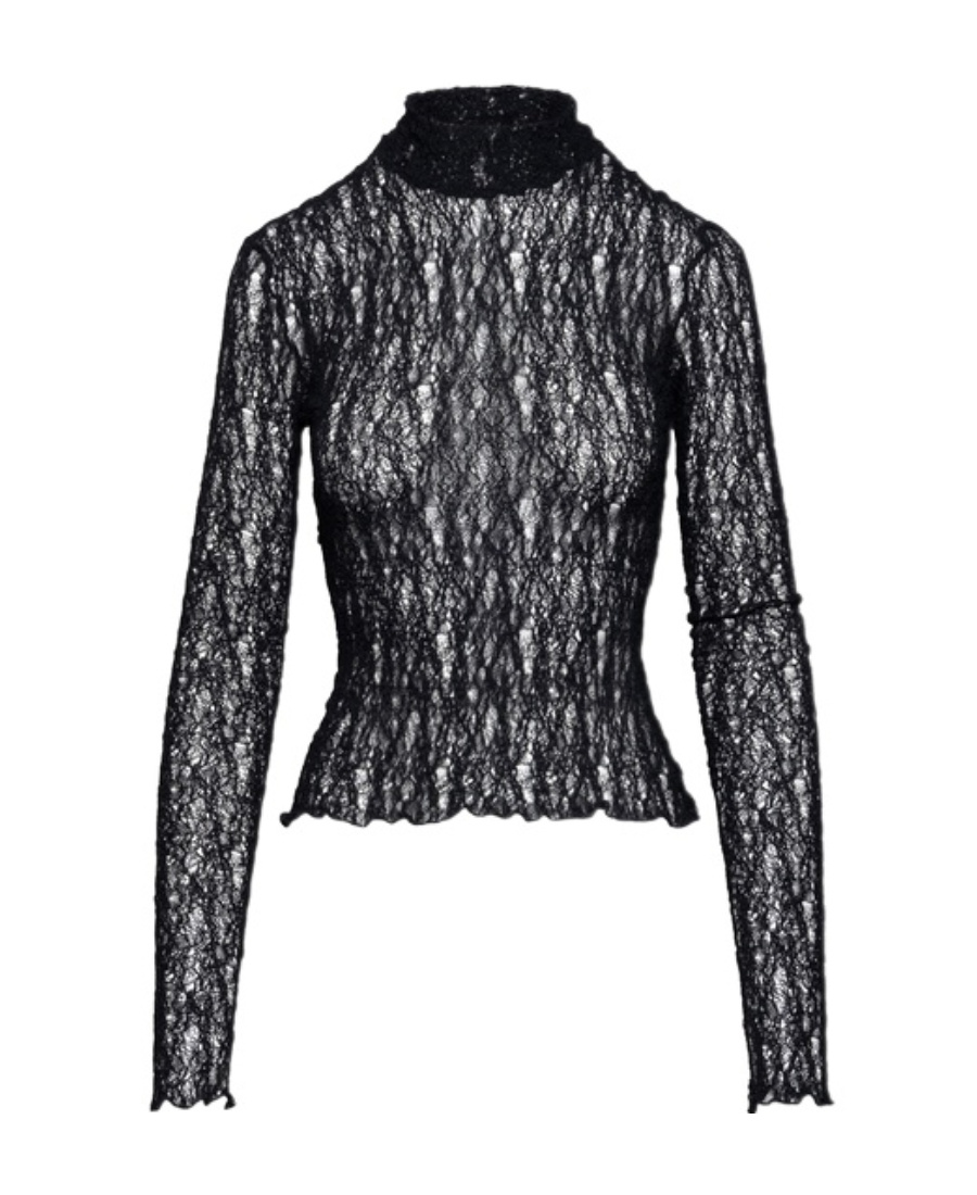 Balmain Open-knit Round-neck Jumper In Black