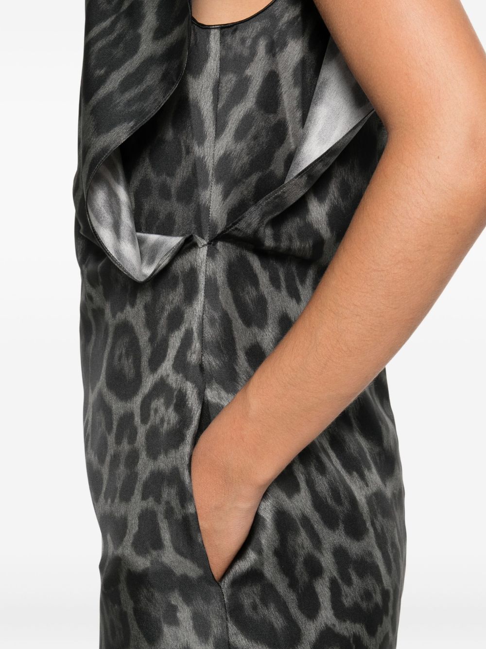 Stella Mccartney Leopard-print V-neck Midi Dress In Black