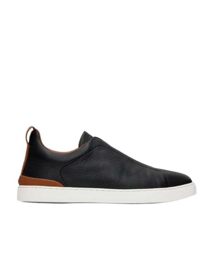 Zegna Sole Contrast Sneakers Pull Tab In Black