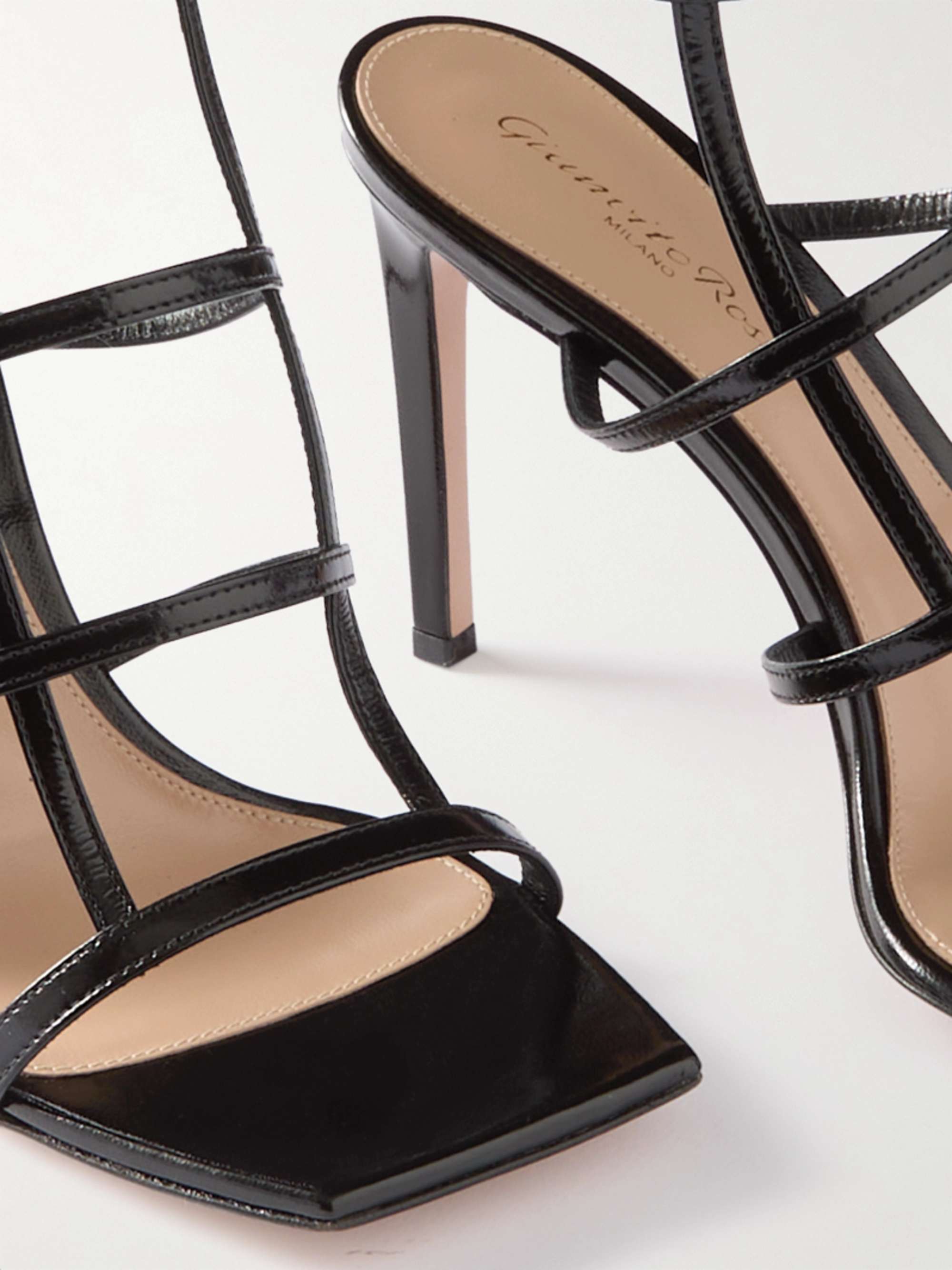 Gianvito Rossi Mondry 95 Caged Leather Sandals In Black