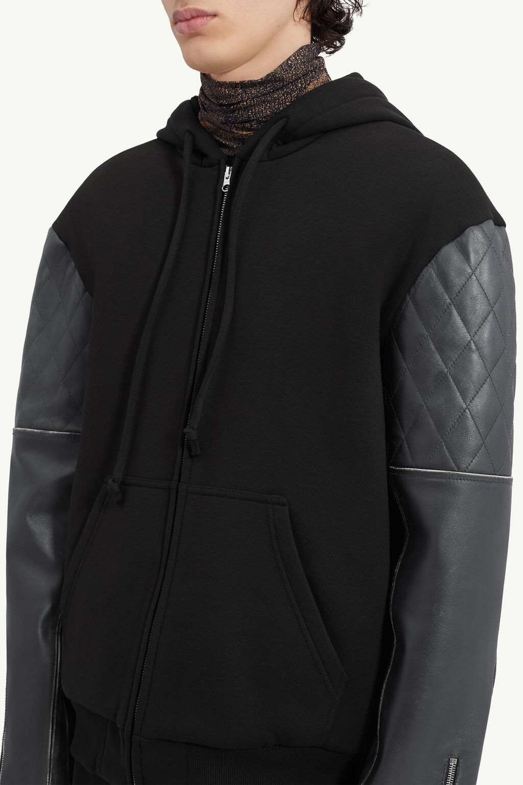 Mm6 Maison Margiela Panelled Drawstring Hoodie In Black