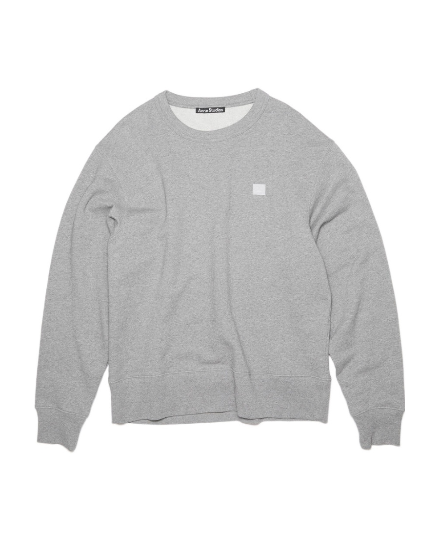 Acne Studios Face-patch Crew Neck Sweatshirt In Gray