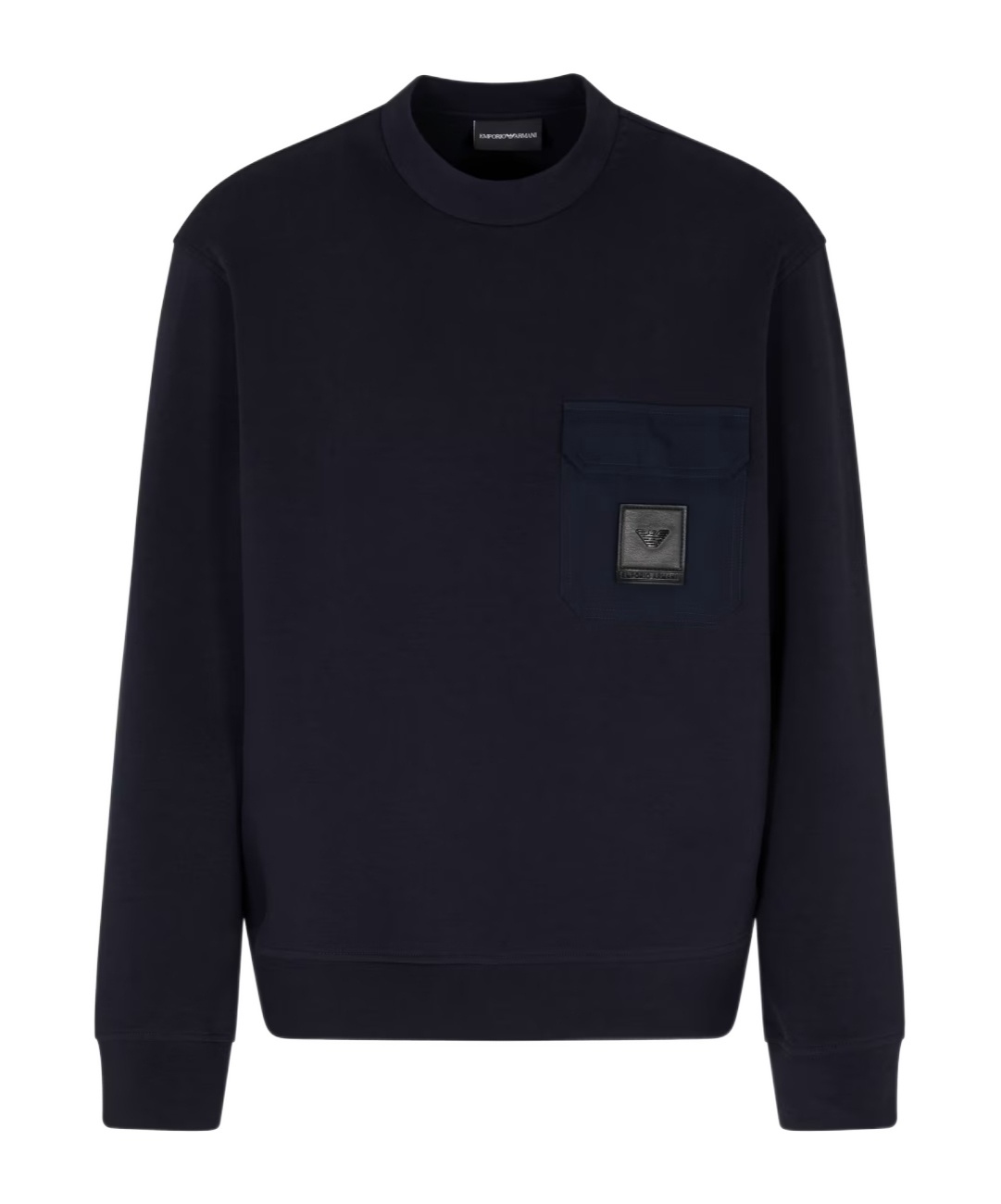 Emporio Armani Asv Double-jersey Sweatshirt With Pocket And Logo Patch In Blue