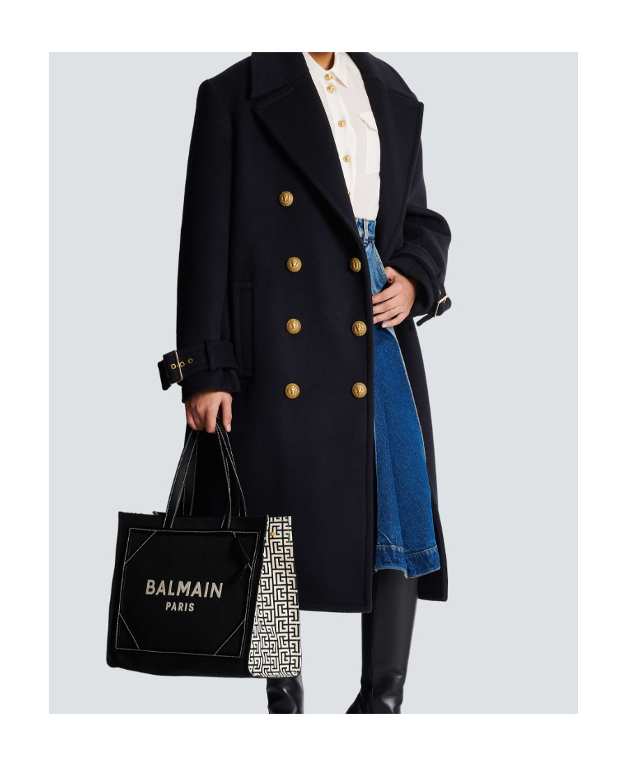 Balmain B-army 42 Canvas Tote Bag In Black