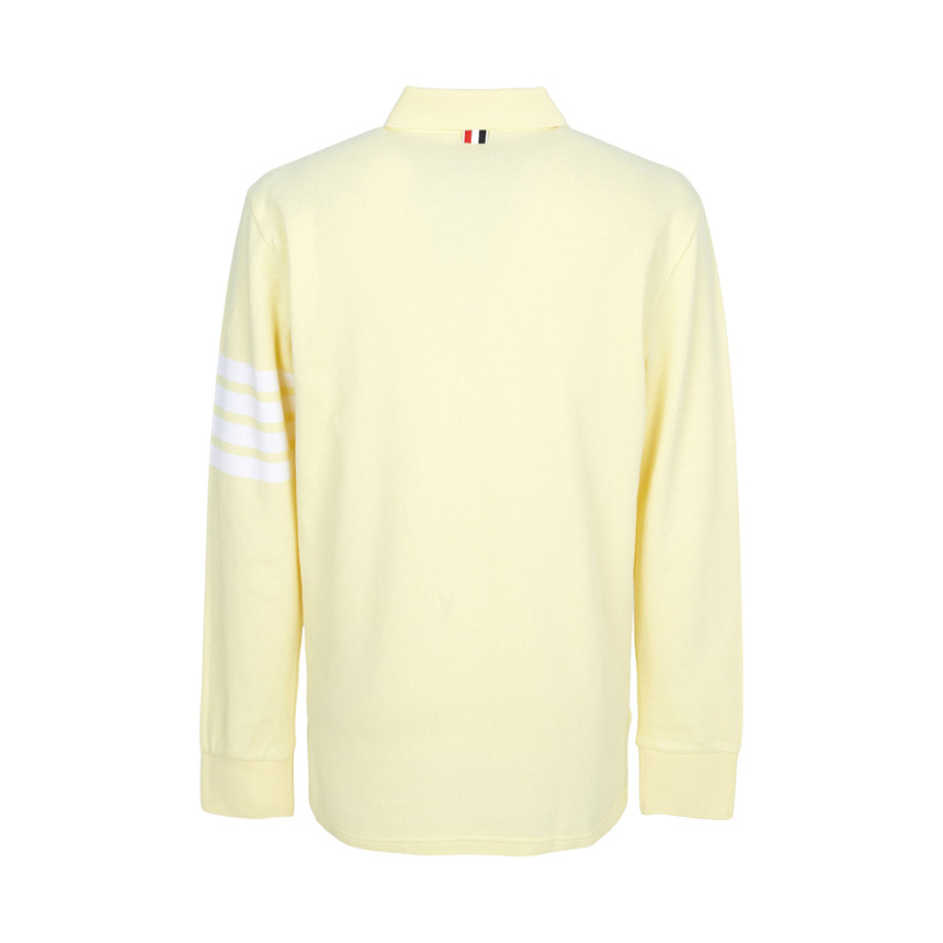 Thom Browne 4-bar Long-sleeve Polo Shirt In Neutral