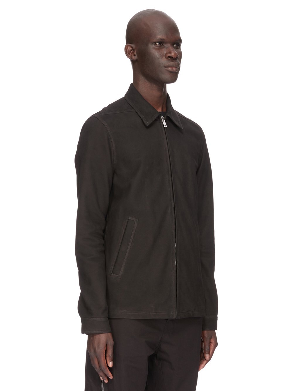 Rick Owens Brad Zipped Suede Jacket In Black