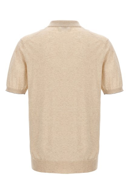 Brunello Cucinelli Open Neck Knitted Polo Shirt In Nude