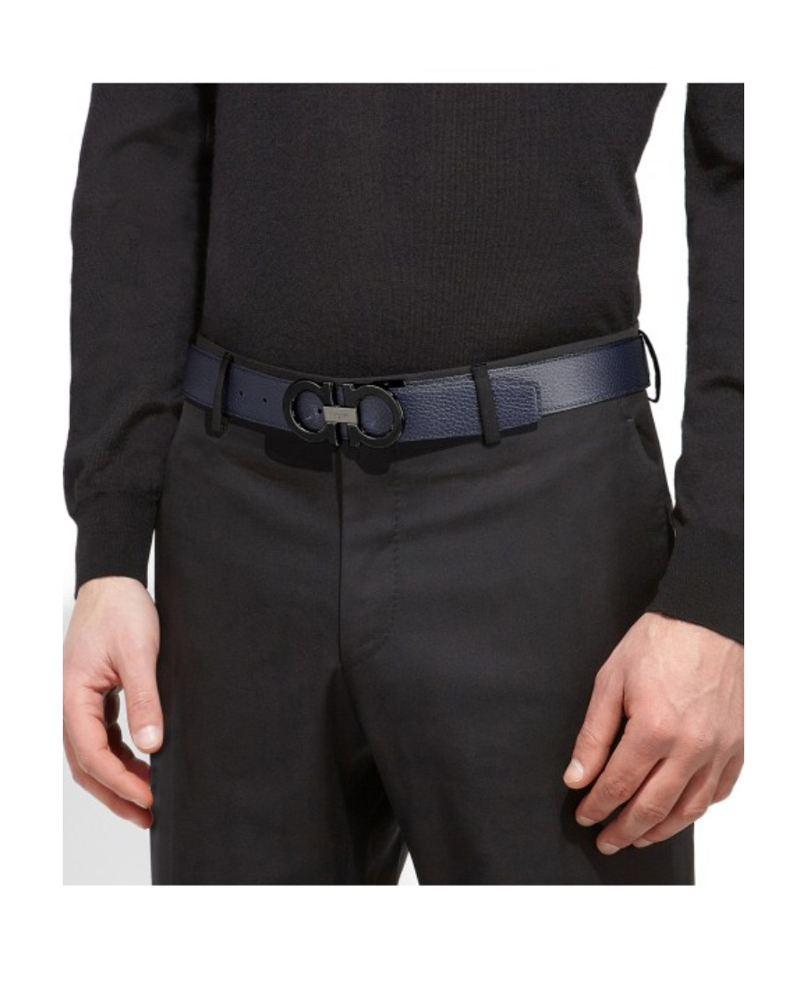 Ferragamo Gancini Reversible Belt In Black