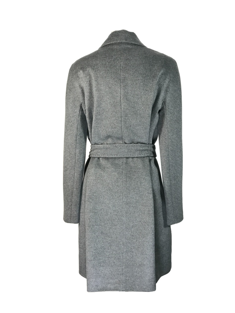 Max Mara Long-sleeved Lace-up Coat In Gray