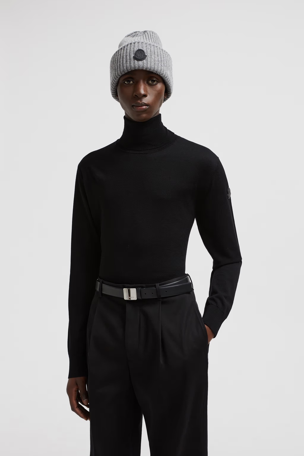 Moncler Men's Virgin Wool Turtleneck Sweater In Black