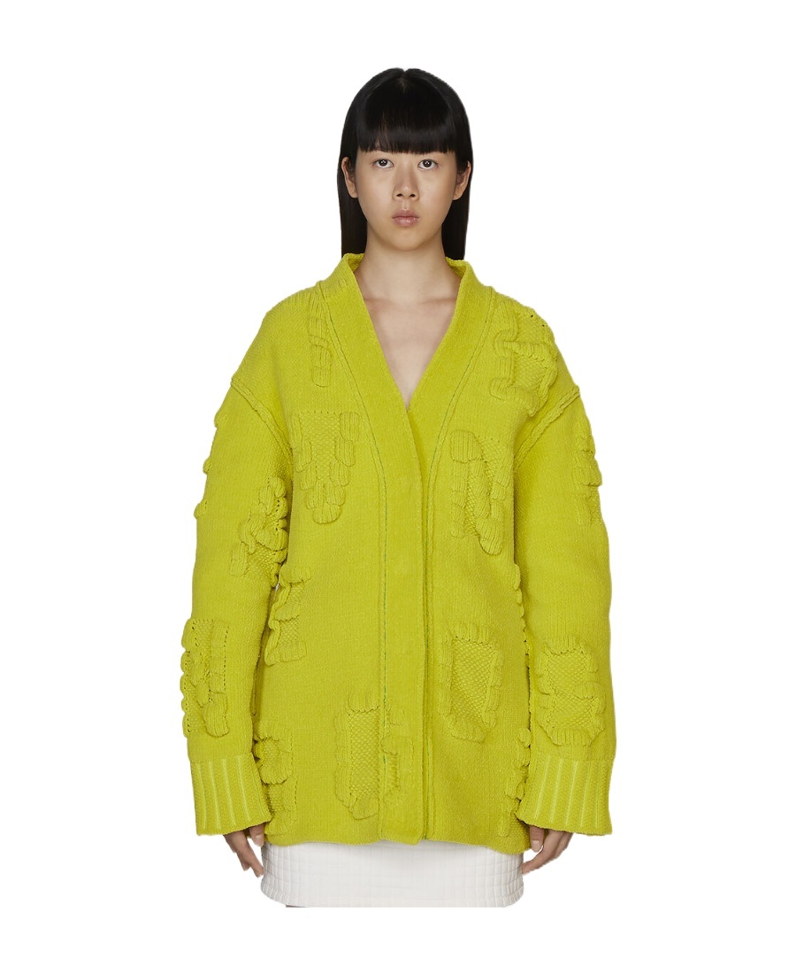 Bottega Veneta Logo-embossed Knitted Jacket In Yellow
