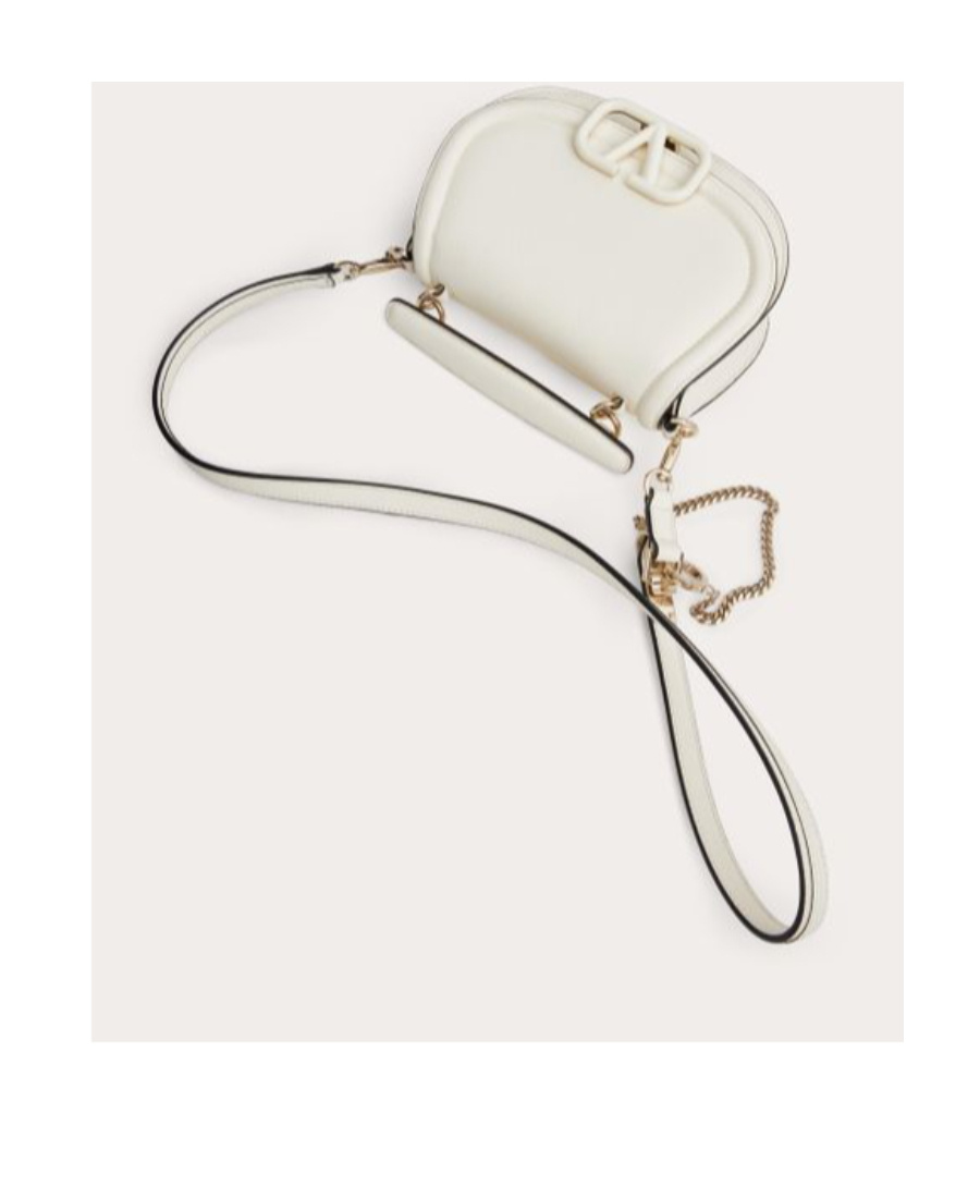 Valentino Vsling Shoulder Bag In Grainy Calfskin In White