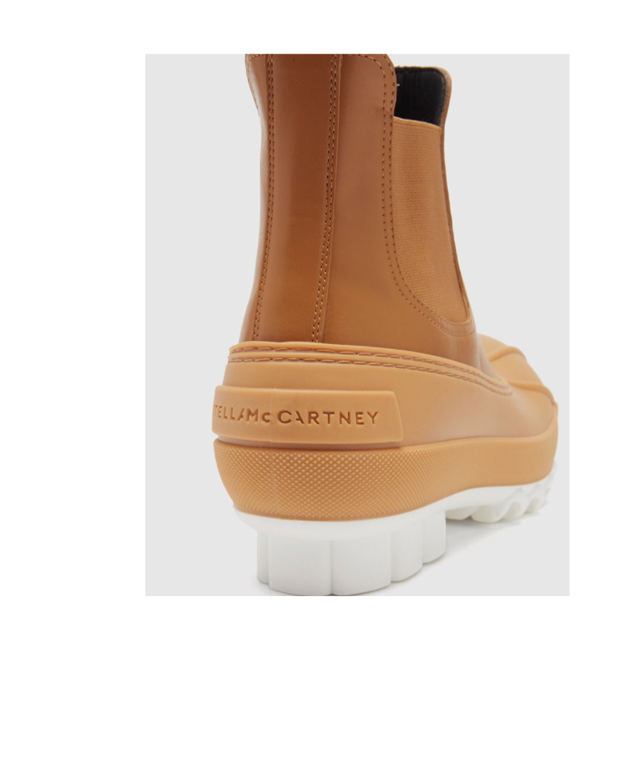Stella Mccartney Duck Rubber-trimmed Vegetarian Leather Chelsea Boots In Nude