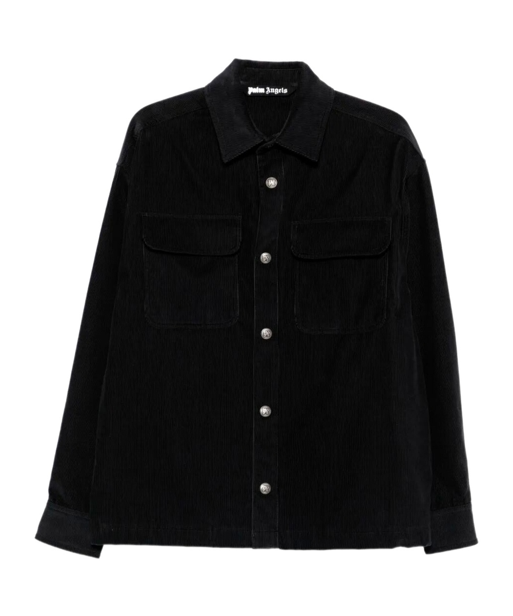 Palm Angels Corduroy Button-fastening Overshirt In Black