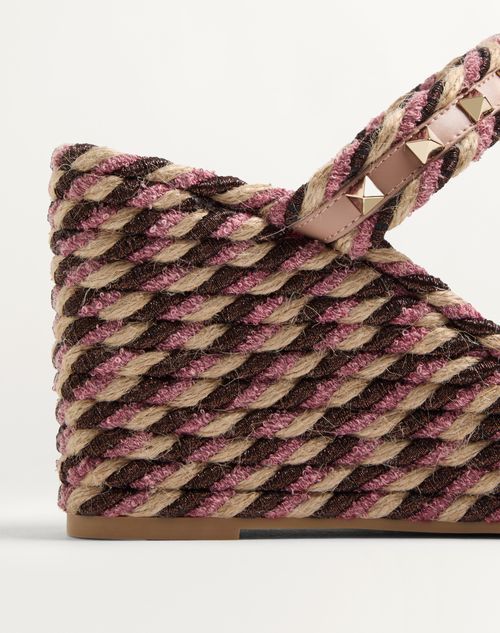 Valentino Garavani Rockstud Wedge In Calfskin 90mm Woman Rose Cannelle 41 In Multicolor