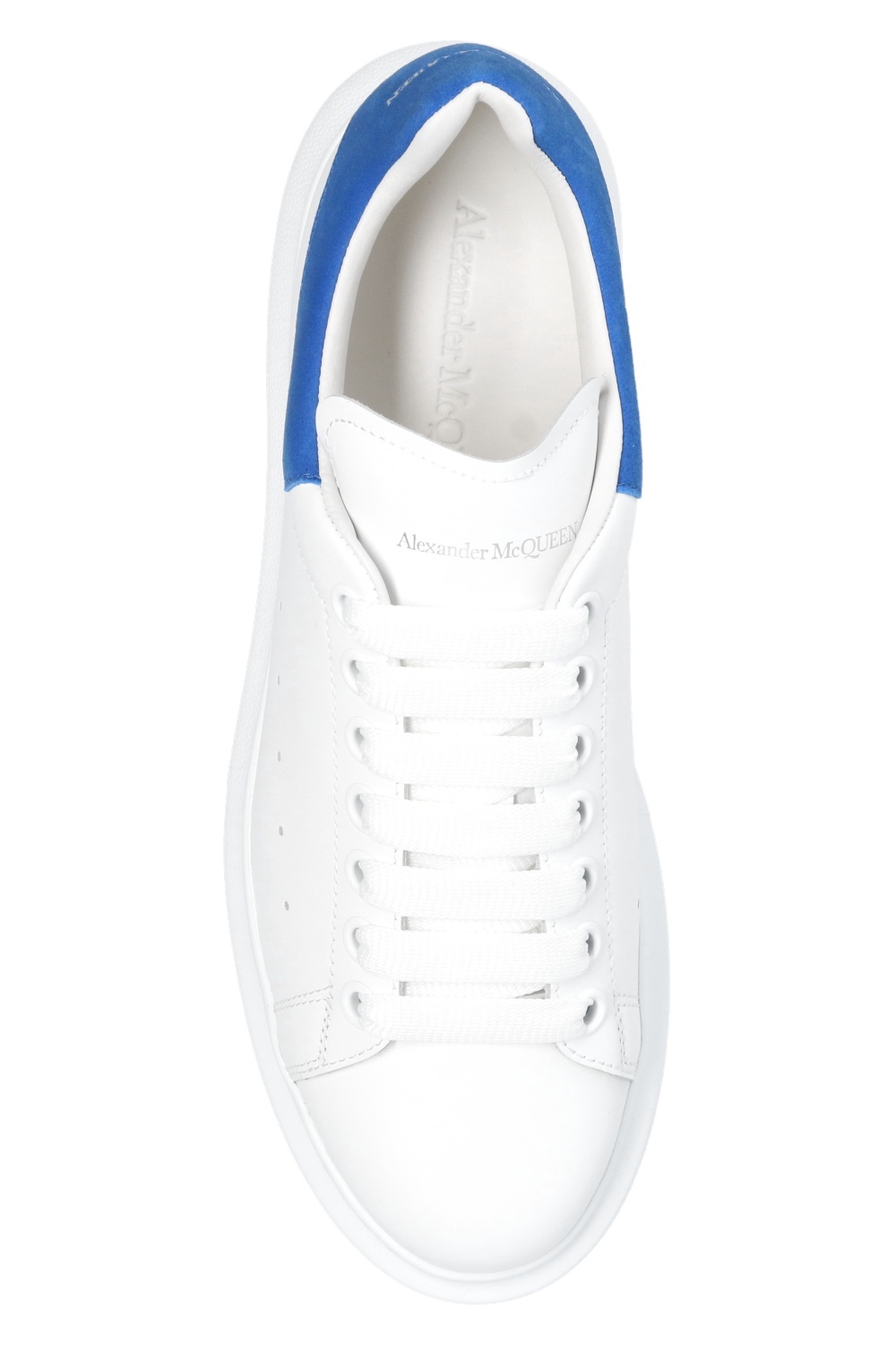 Alexander Mcqueen White And Blue Embossed Classic Sneakers In White