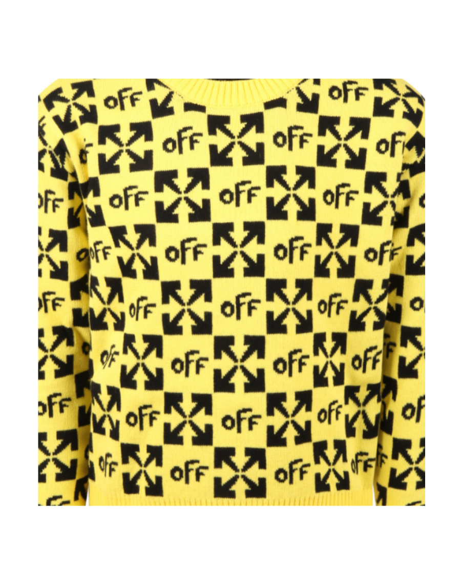 Off-white Yellow Sweat For Boy With Black Logo In Yellow
