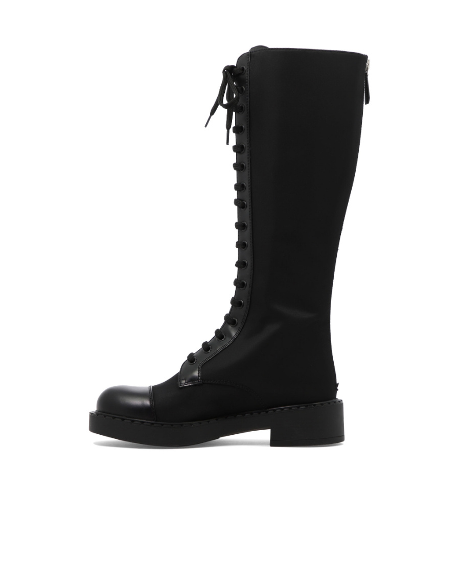 Prada Lace-up Boots In Black