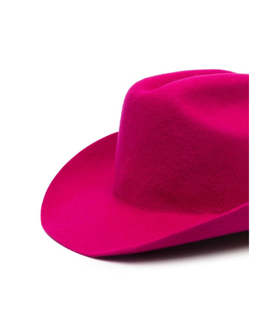 Ruslan Baginskiy Pink Fedora Hat In Felt With Wide Brim Woman In Red