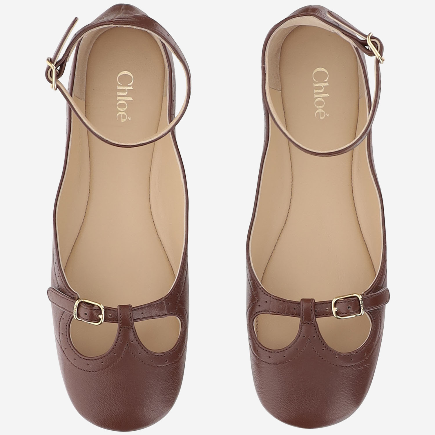 Chloé Misty Laser-cut Leather Ballet Flats In Brown