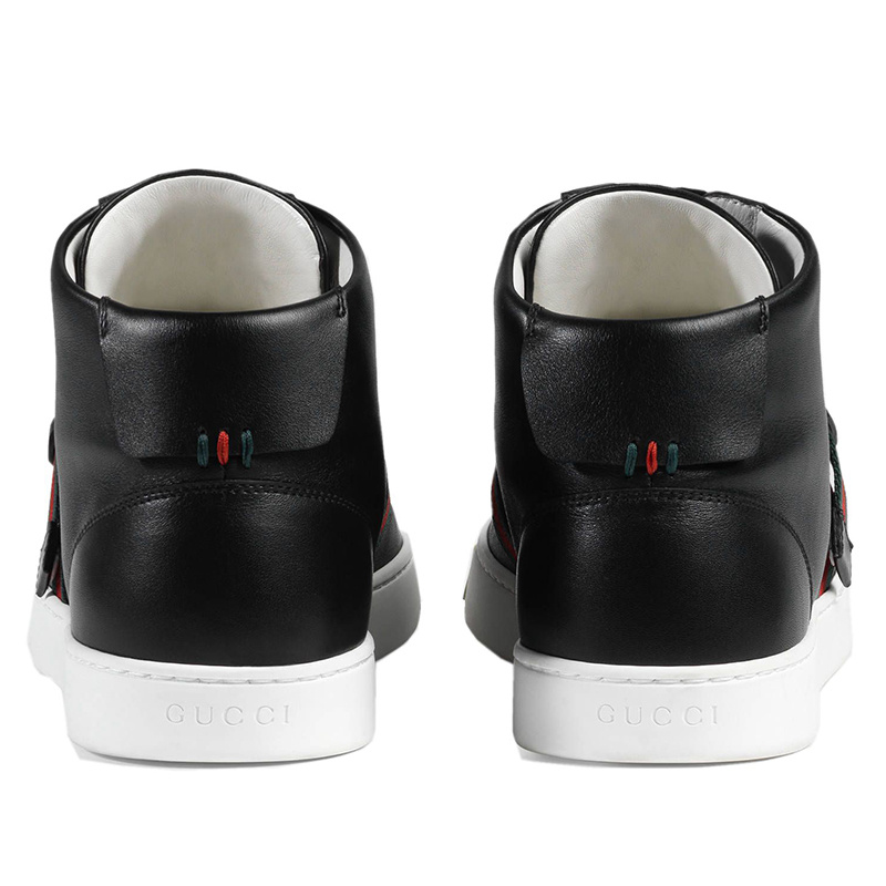 GUCCI BLACK STRAPPED HIGH-TOP CASUAL SNEAKERS