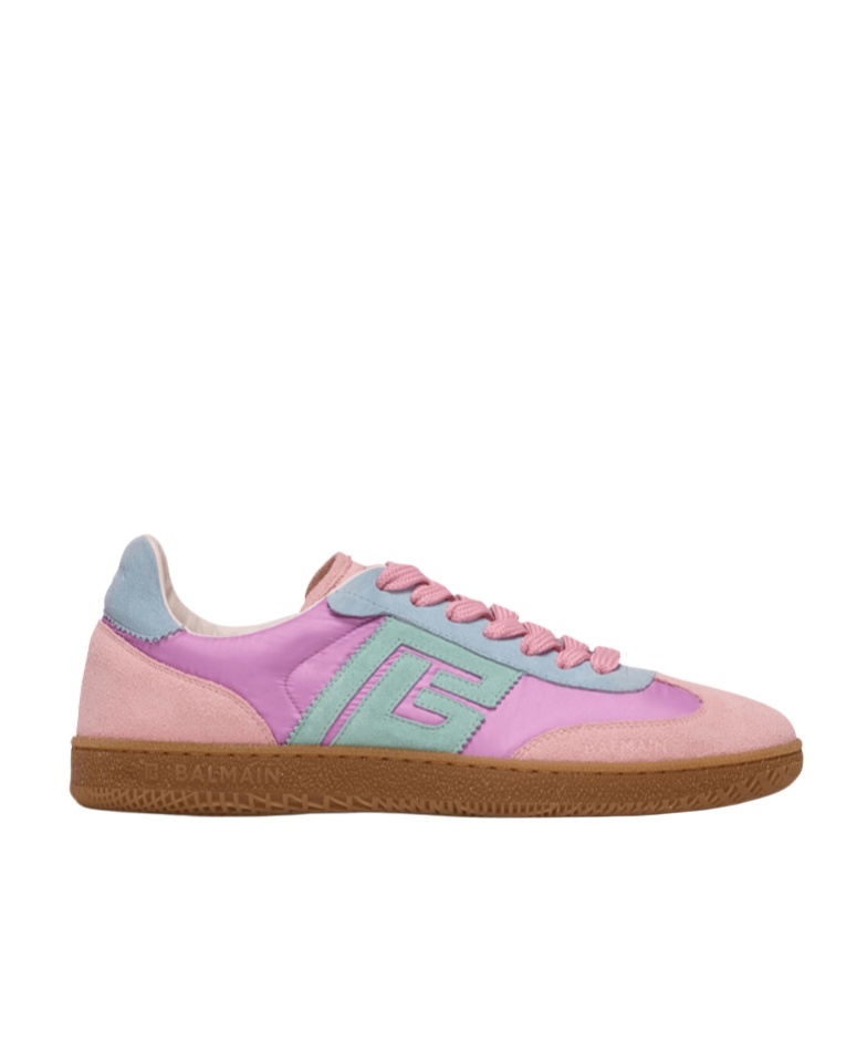Balmain Swan Suede Rubber Sole Sneakers In Multi