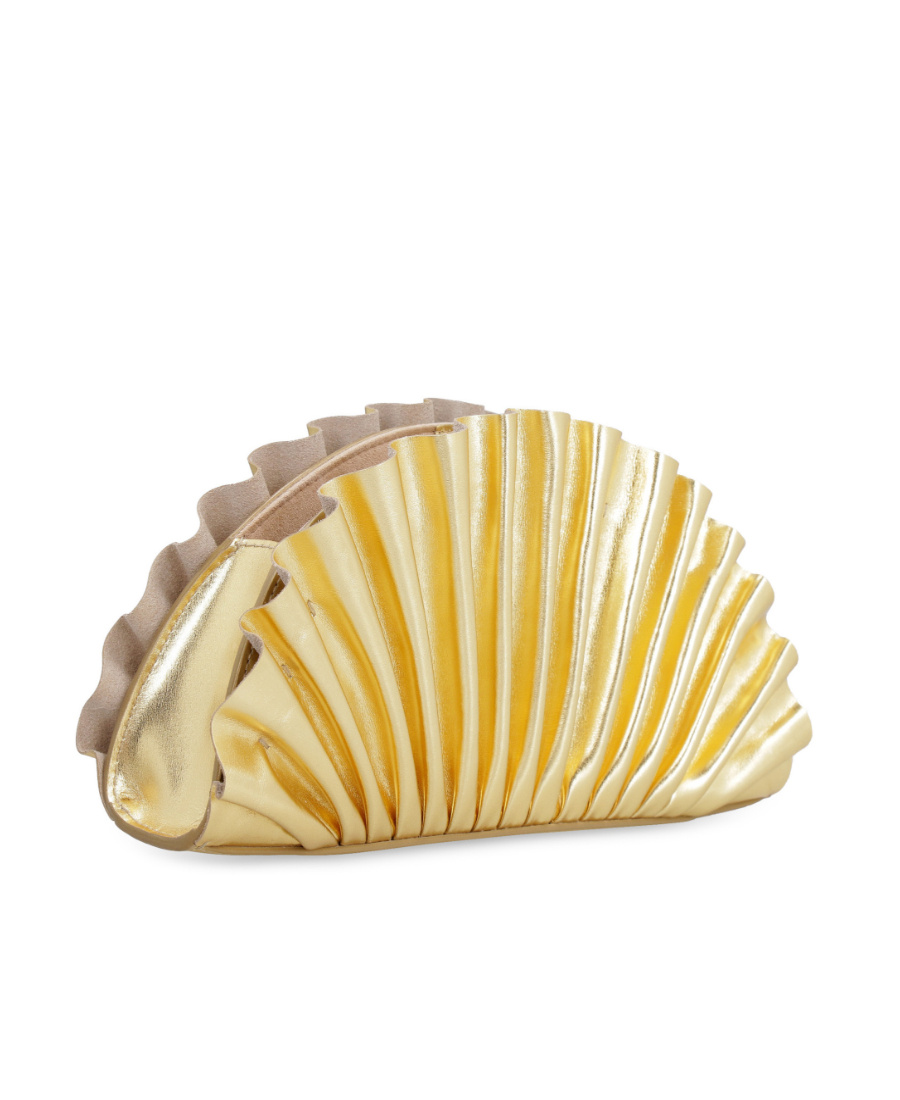 Cult Gaia Nala Mini Clutch With Pleated Detailing In Gold