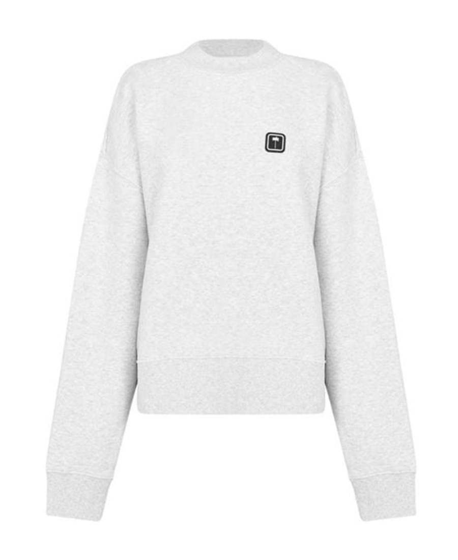 Palm Angels Melange Grey Palm Tree Oversize Sweatshirt In Gray