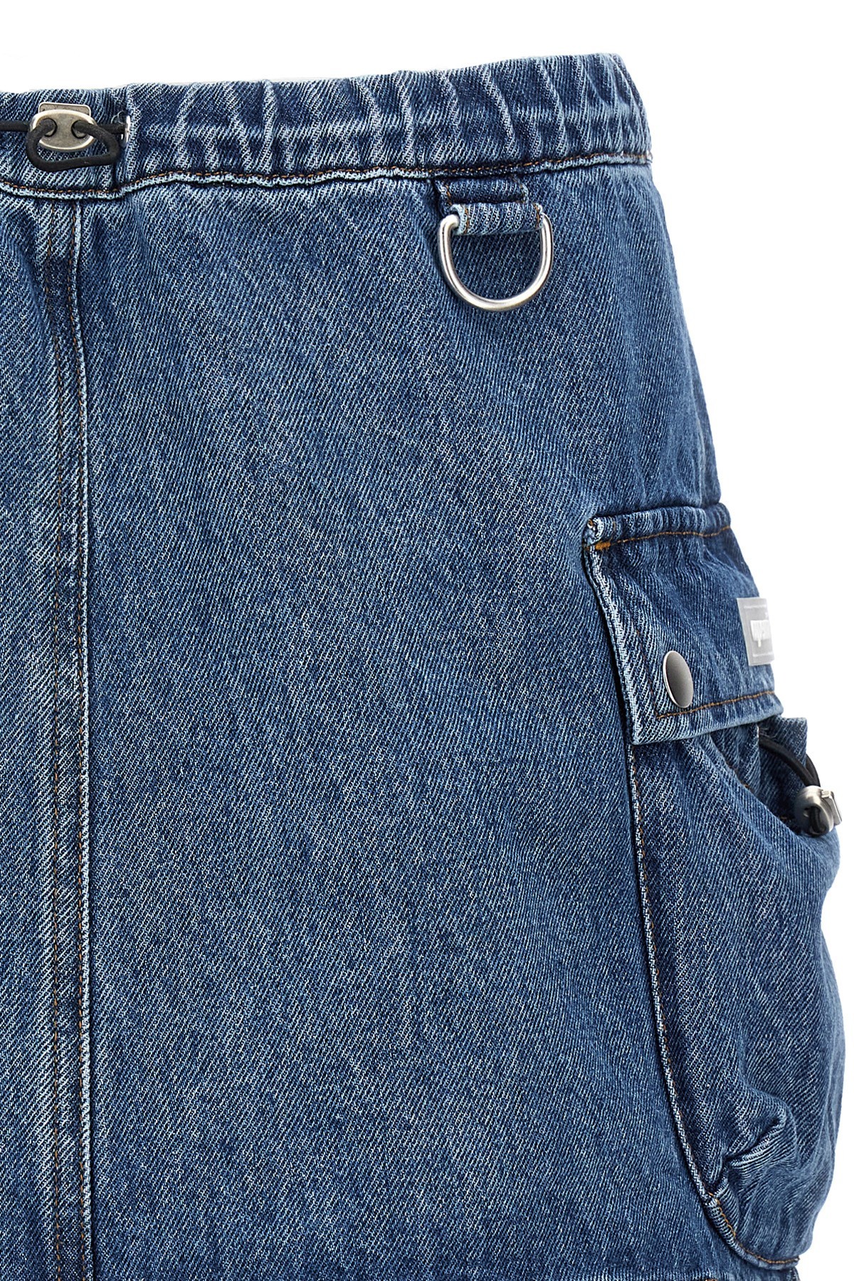 Coperni Denim Skirt With Frontal Logo Patch In Blue
