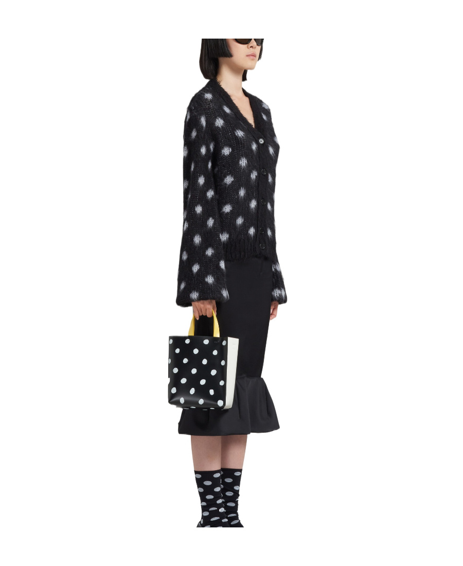 Marni Patterned Intarsia-knit V-neck Cardigan In Black
