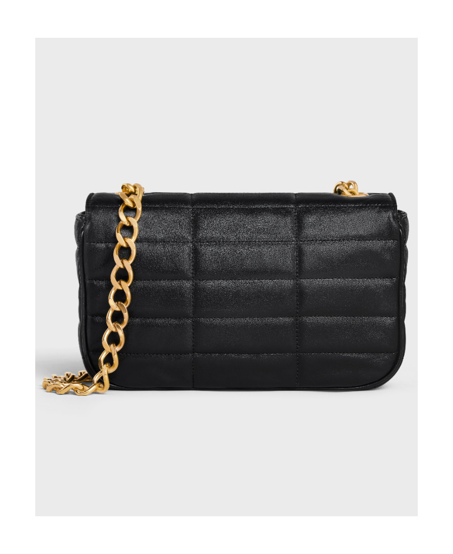 Celine Matelasse Monochrome Chain Padded Shoulder Bag In Black