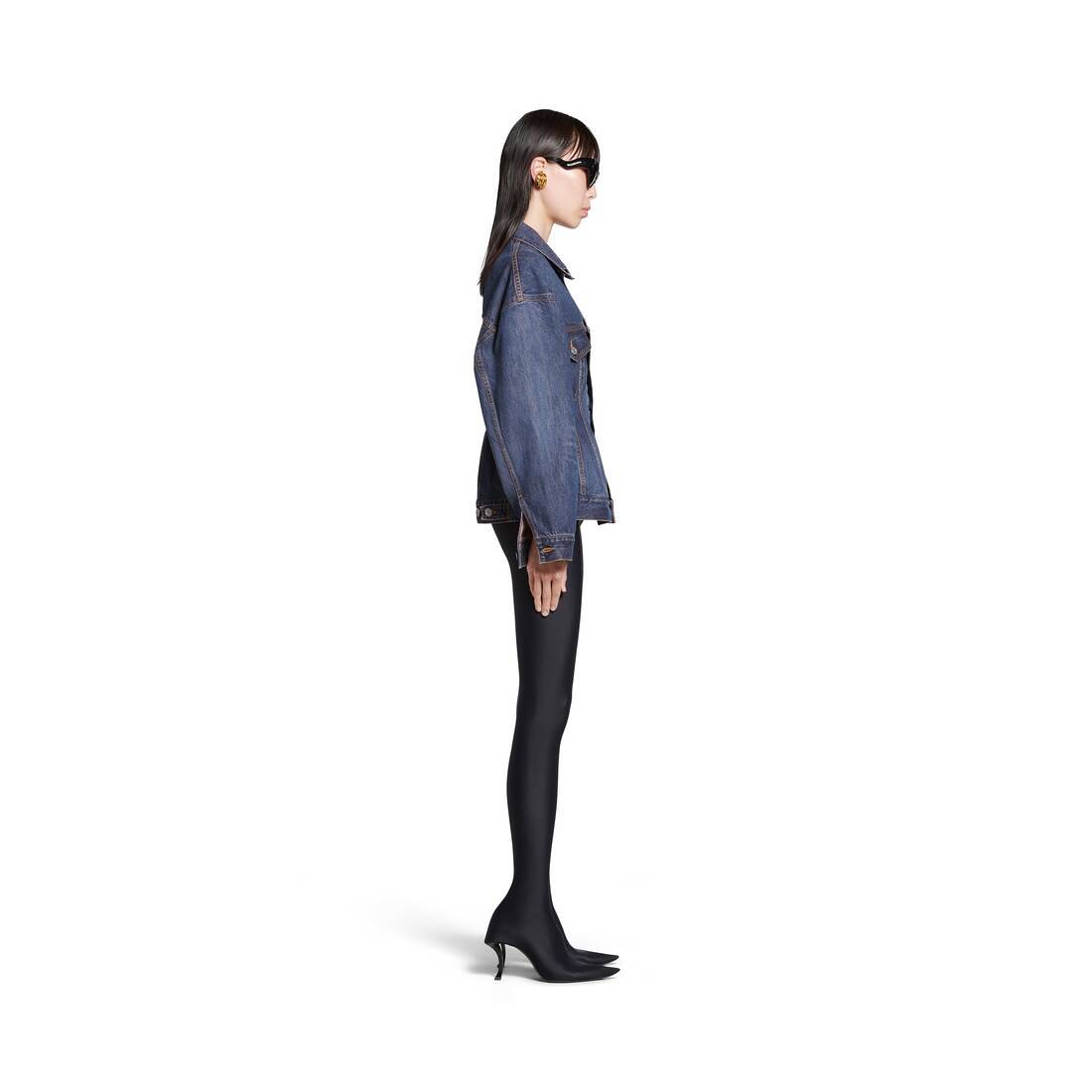 Balenciaga Collared Button-up Denim Jacket In Blue