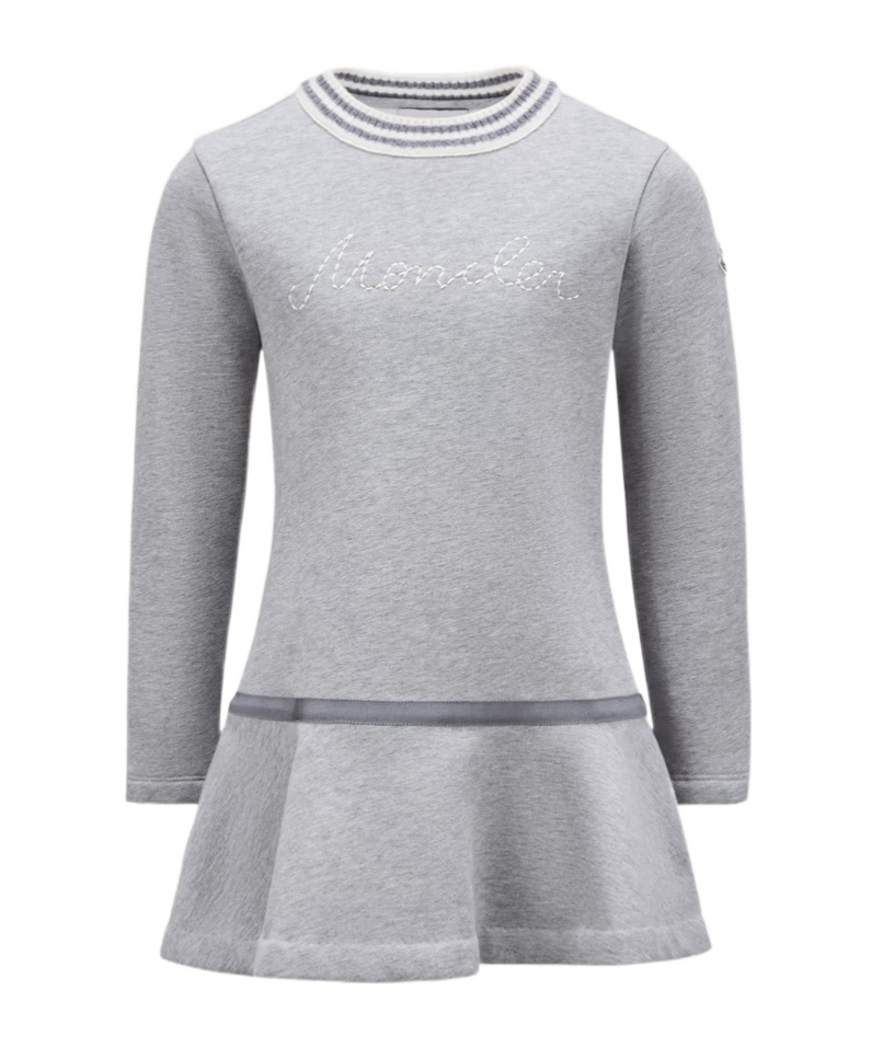 Moncler Embroidered Logo Dress Grey In Gray
