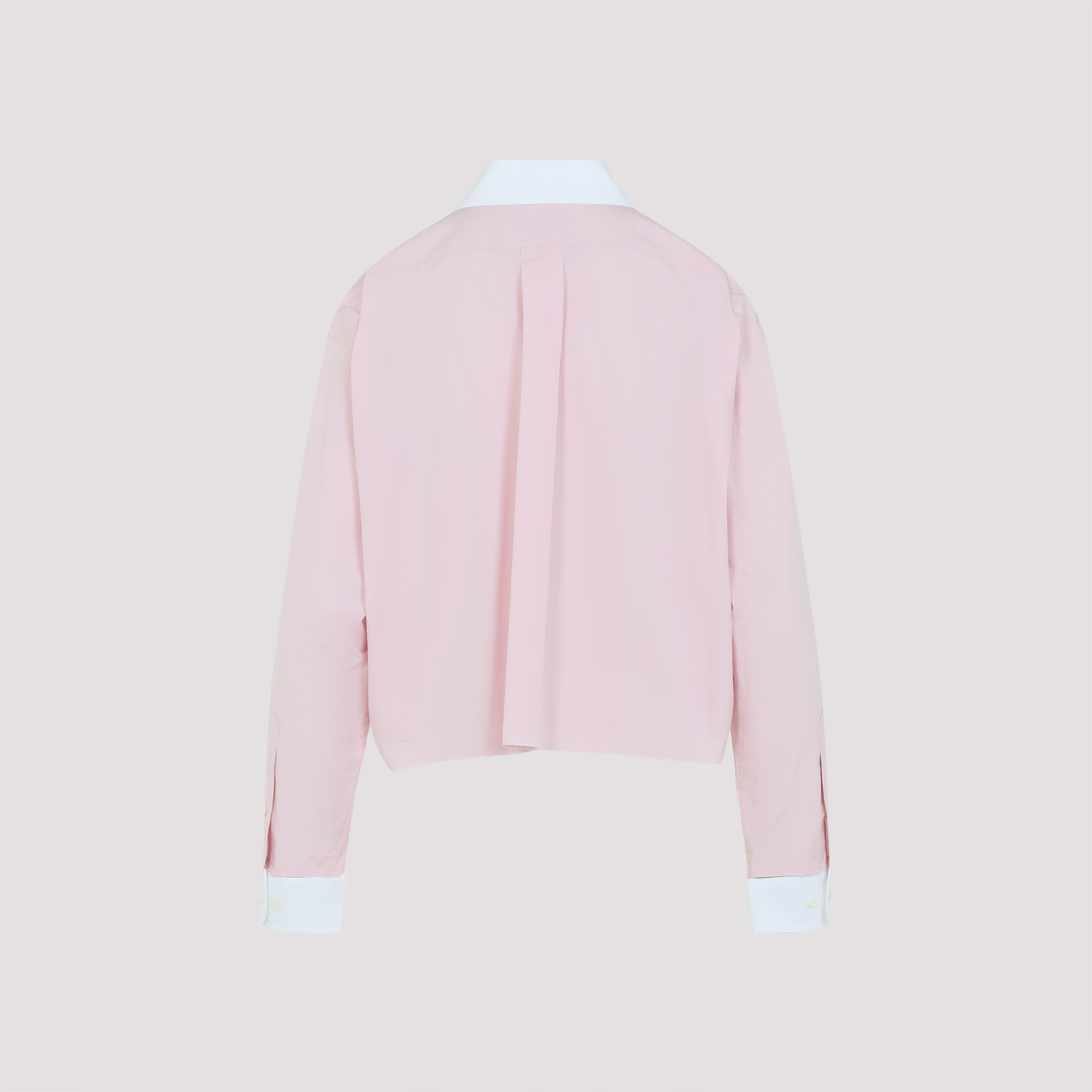 Miu Miu Cotton Shirt With White Collar And Cuffs In Pink