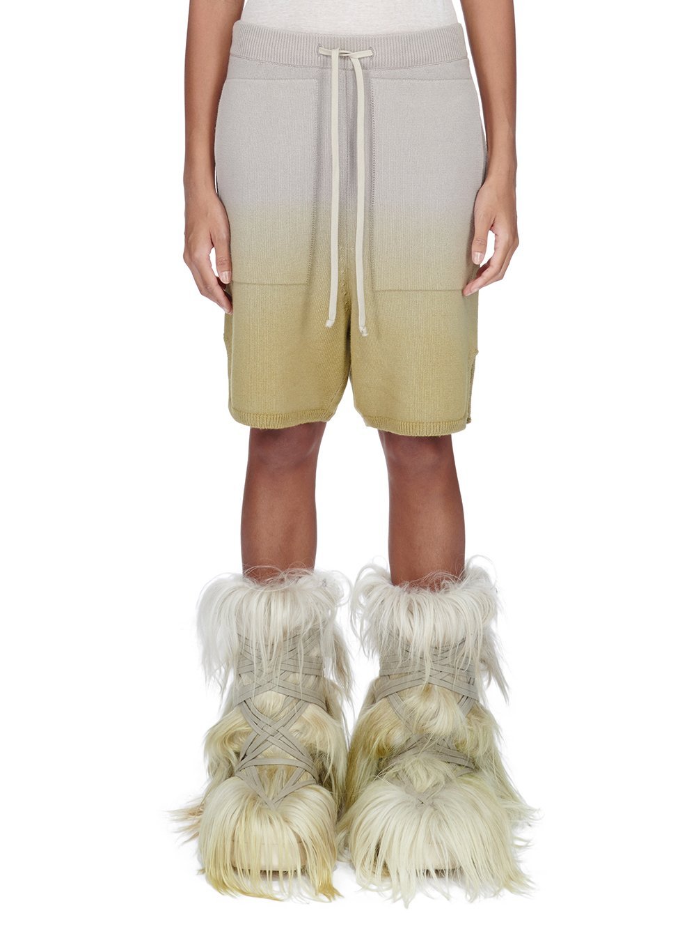 Moncler X Rick Owens Long Cashmere Boxers In Green